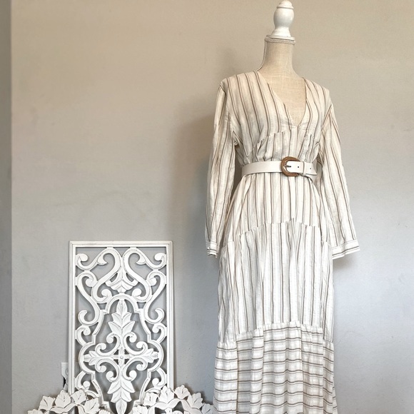 ZARA midi/maxi Lenin long sleeve dress with vneck brand new condition 55” long✨ - Picture 4 of 8